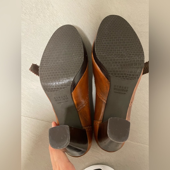 Like New| Stuart Weitzman Retro Brogue Leather Mary Jane Heels US8.5 (W) - Picture 5 of 5
